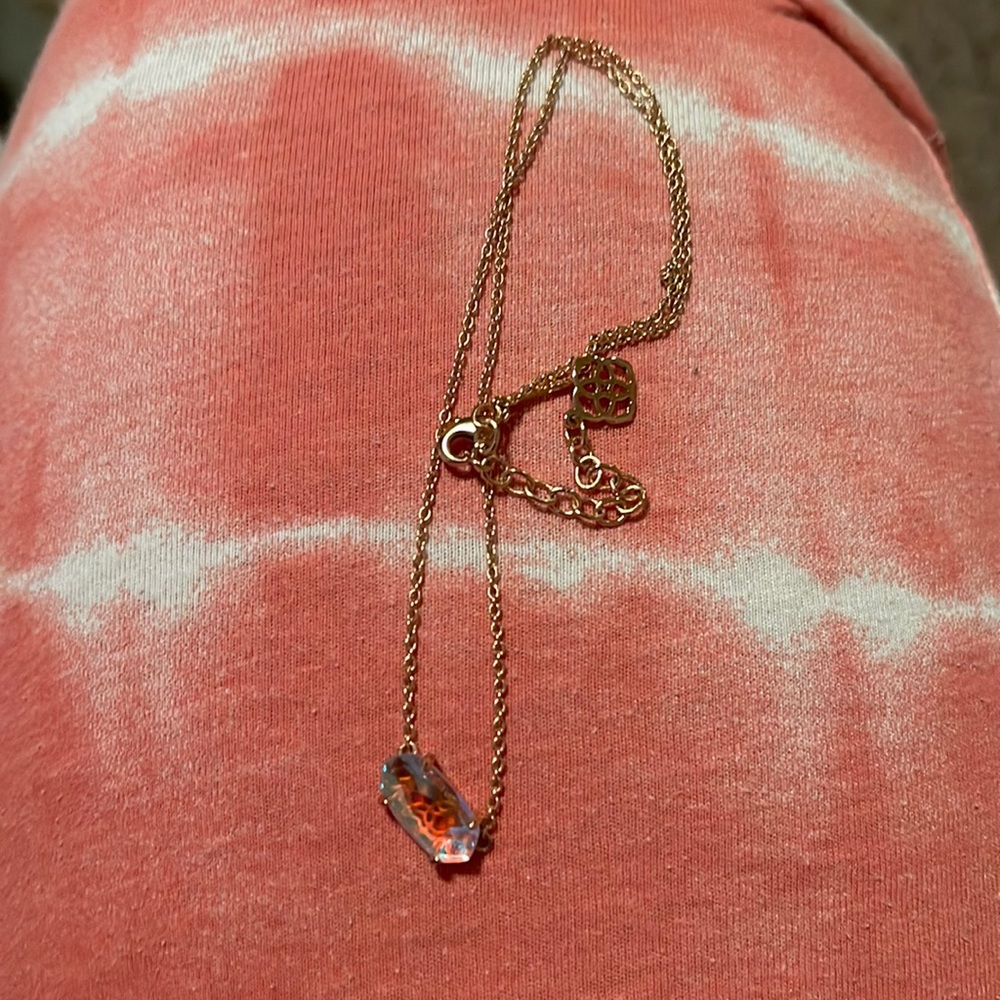 Kendra Scott Gold Chain Necklace with Iridescent Crystal Pendant